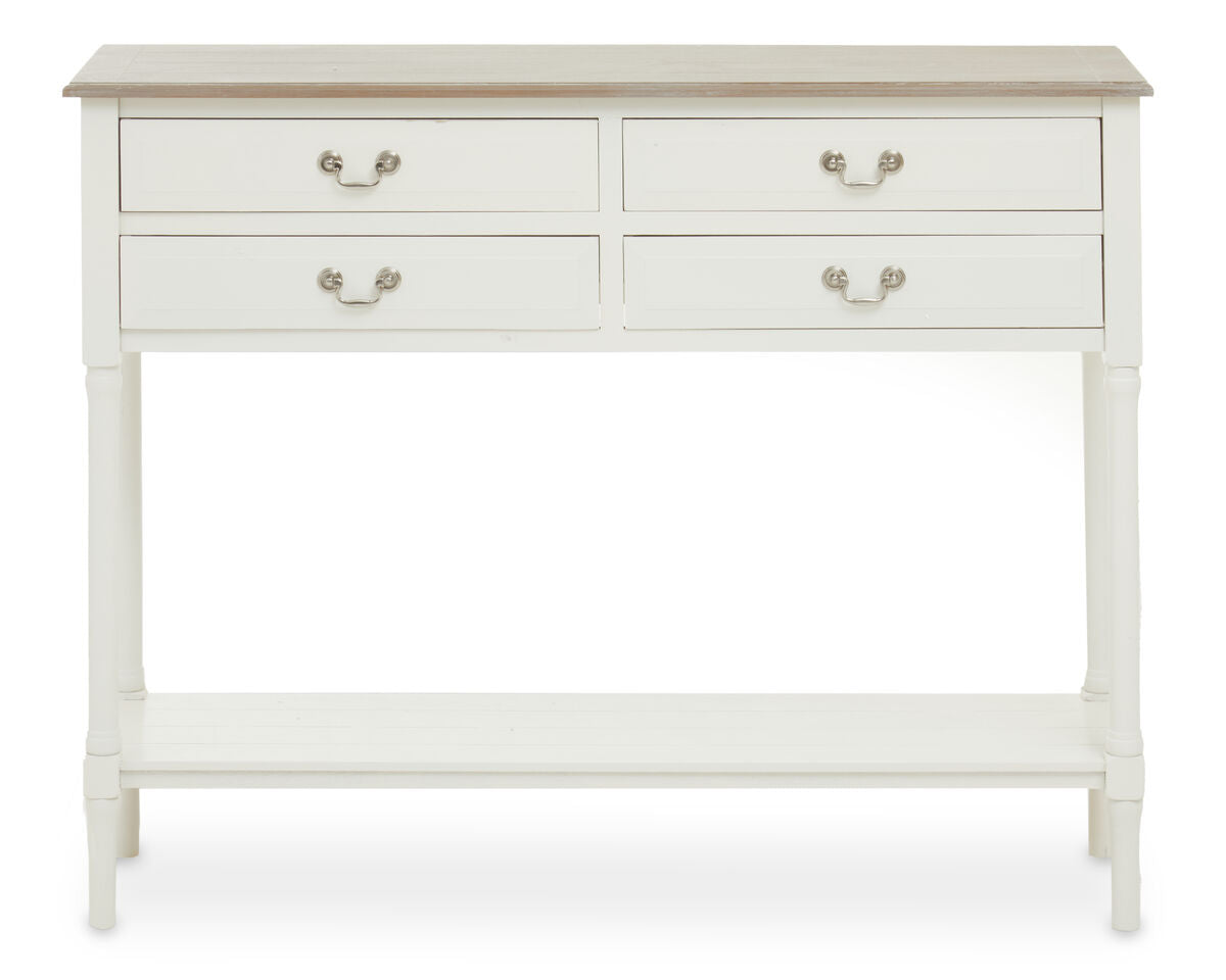 Heritage White Wooden 4 Drawer Console Table