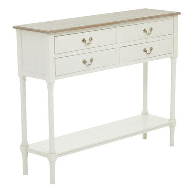 Heritage White Wooden 4 Drawer Console Table