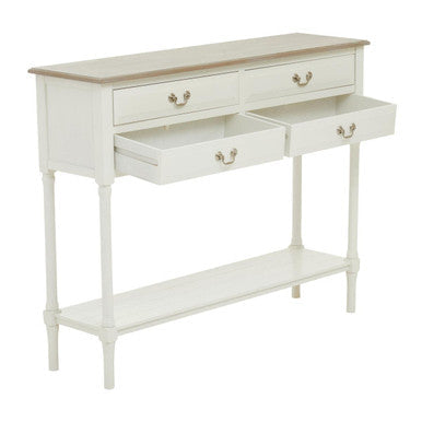 Heritage White Wooden 4 Drawer Console Table