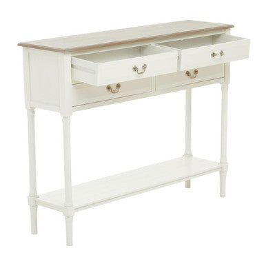Heritage White Wooden 4 Drawer Console Table