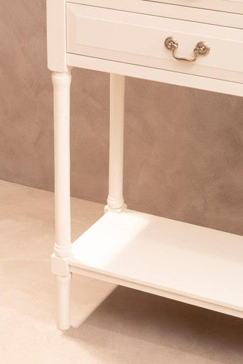 Heritage White Wooden 4 Drawer Console Table