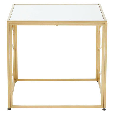 Farran Gold Finish Side Table with Mirrored Top