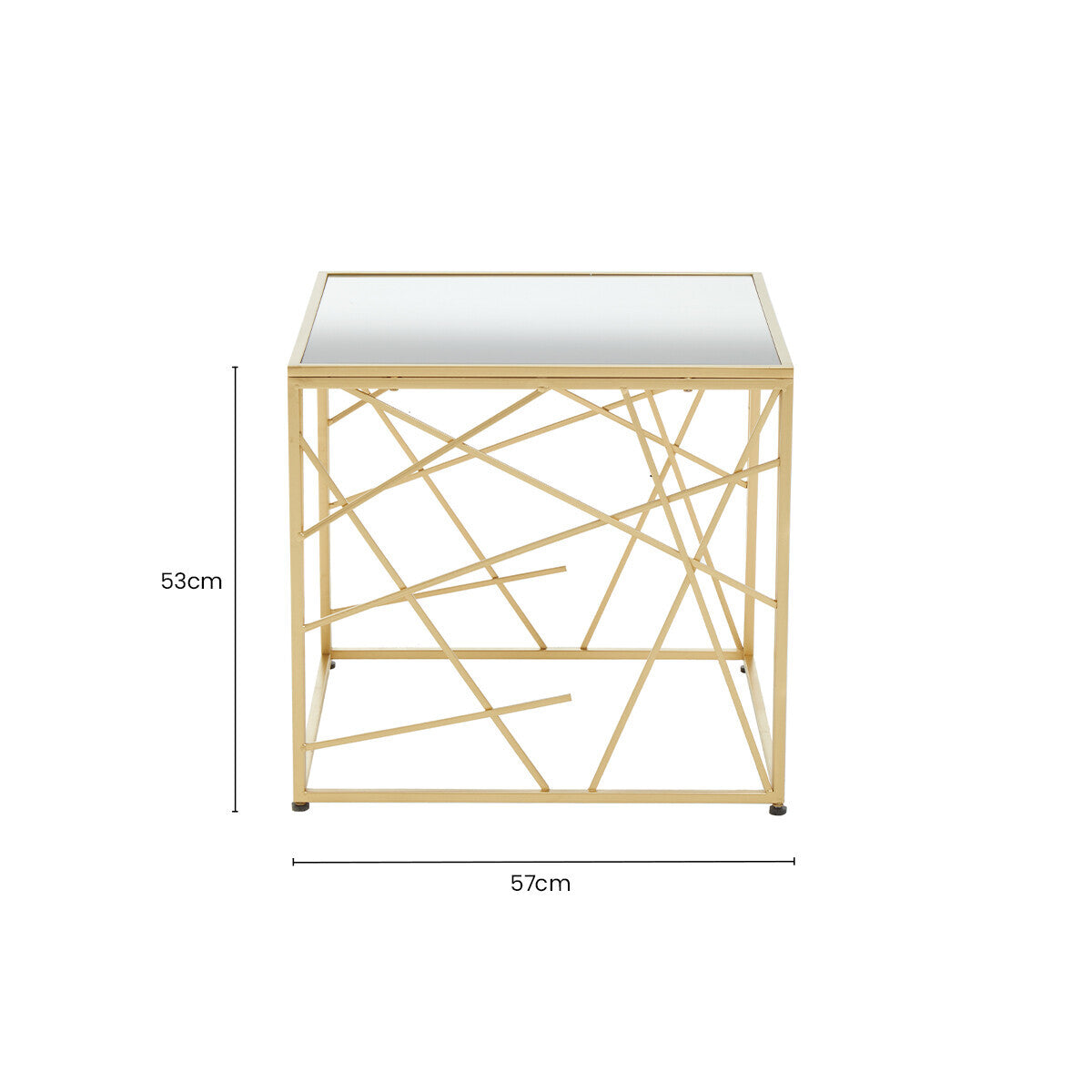 Farran Gold Finish Side Table with Mirrored Top