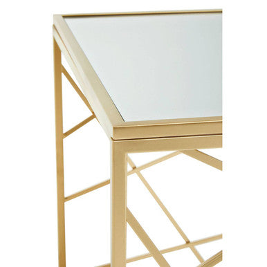 Farran Gold Finish Side Table with Mirrored Top