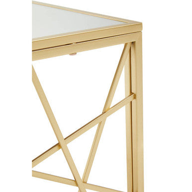 Farran Gold Finish Side Table with Mirrored Top