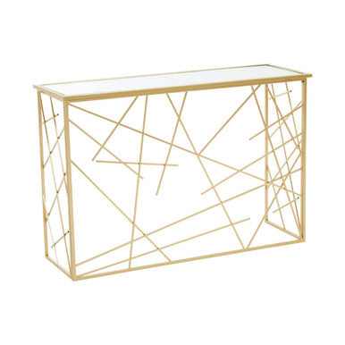 Farran Gold Finish Console Table with Mirrored Top