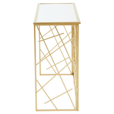 Farran Gold Finish Console Table with Mirrored Top