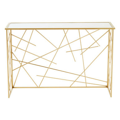 Farran Gold Finish Console Table with Mirrored Top