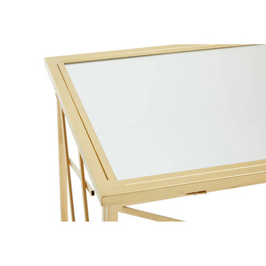 Farran Gold Finish Console Table with Mirrored Top