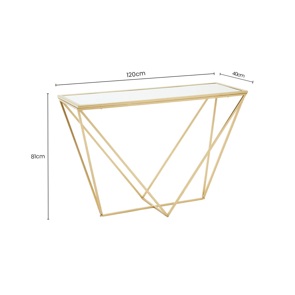 Farran Gold Finish Mirrored Top Console Table