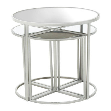 Farran Silver Finish Set of 5 Nesting Tables
