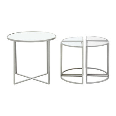 Farran Silver Finish Set of 5 Nesting Tables