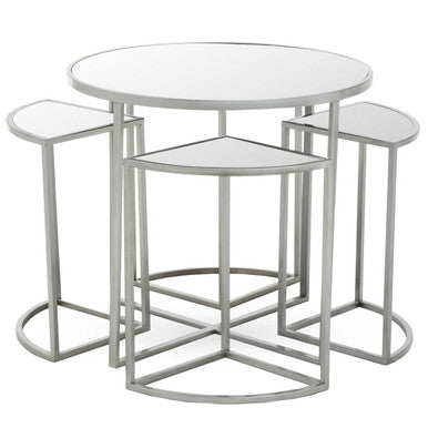 Farran Silver Finish Set of 5 Nesting Tables
