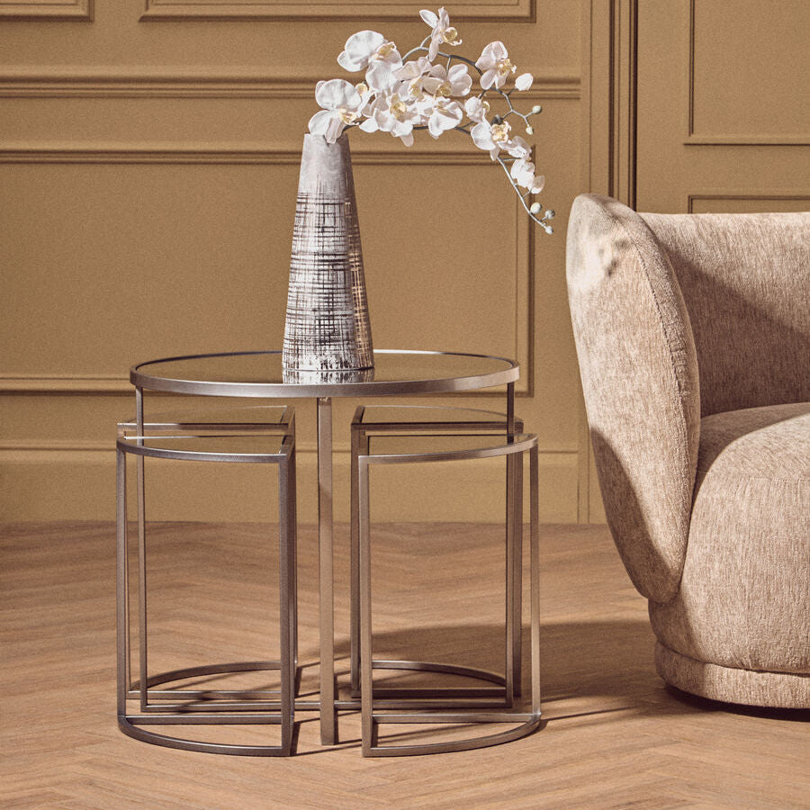 Farran Silver Finish Set of 5 Nesting Tables
