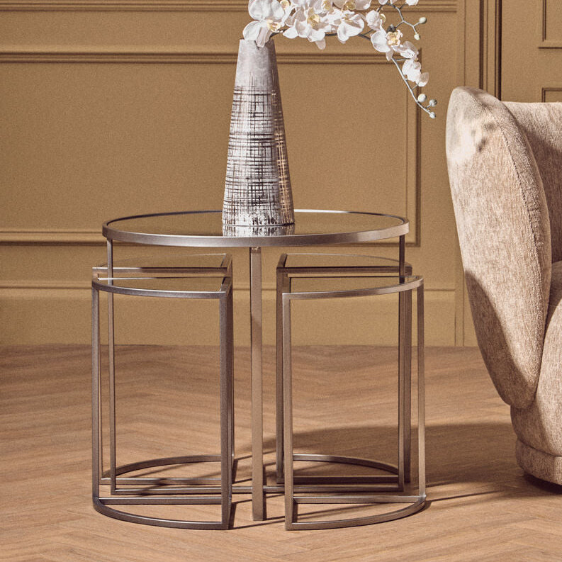 Farran Silver Finish Set of 5 Nesting Tables