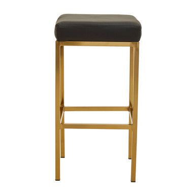 Baina Black Leather Effect Bar Stool with Gold Finish Base