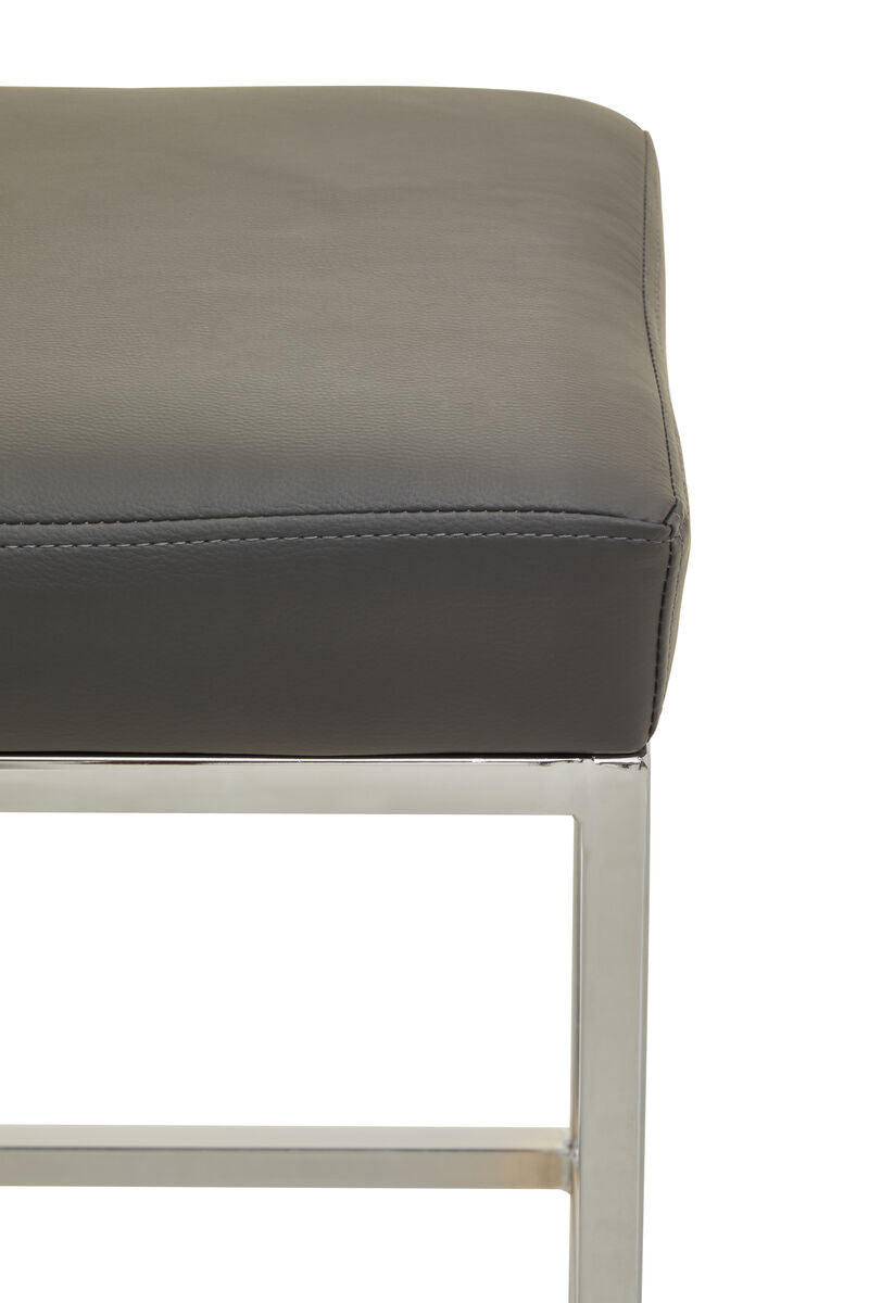 Baina Dark Grey Leather Effect Bar Stool with Chrome Finish Base