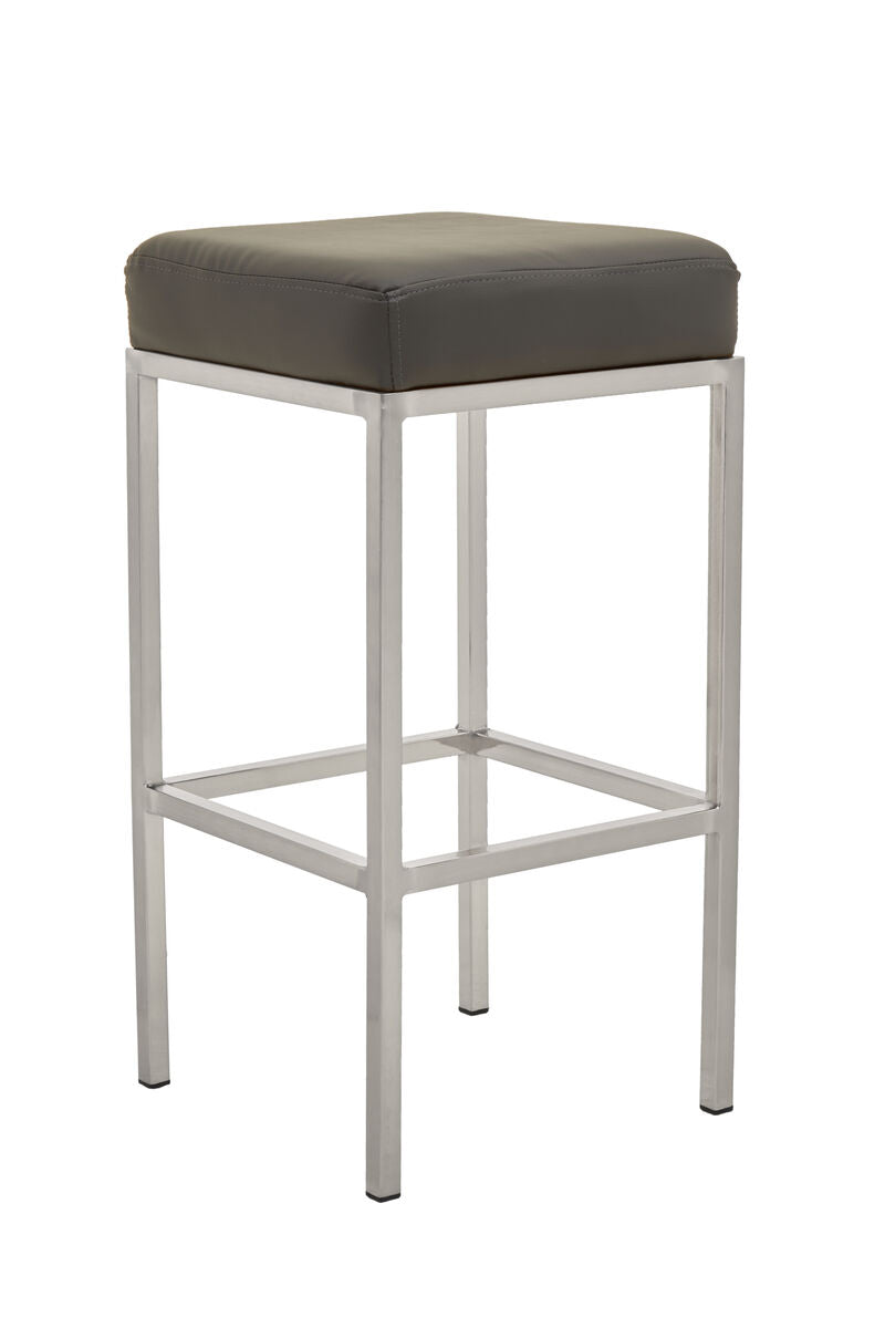Baina Dark Grey Leather Effect Bar Stool with Chrome Finish Base