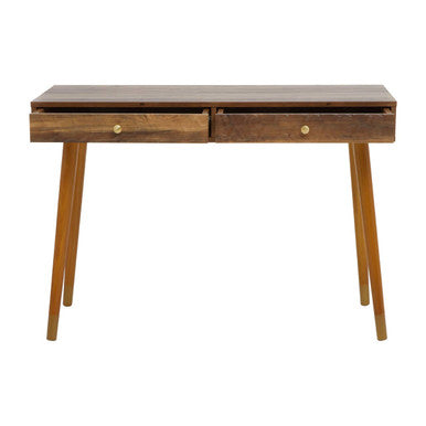 Brown Natural Wood Veneer Console Table with 2 Storage Drawers | Frida