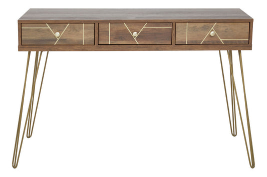 Flori Wood Effect 3 Drawer Desk