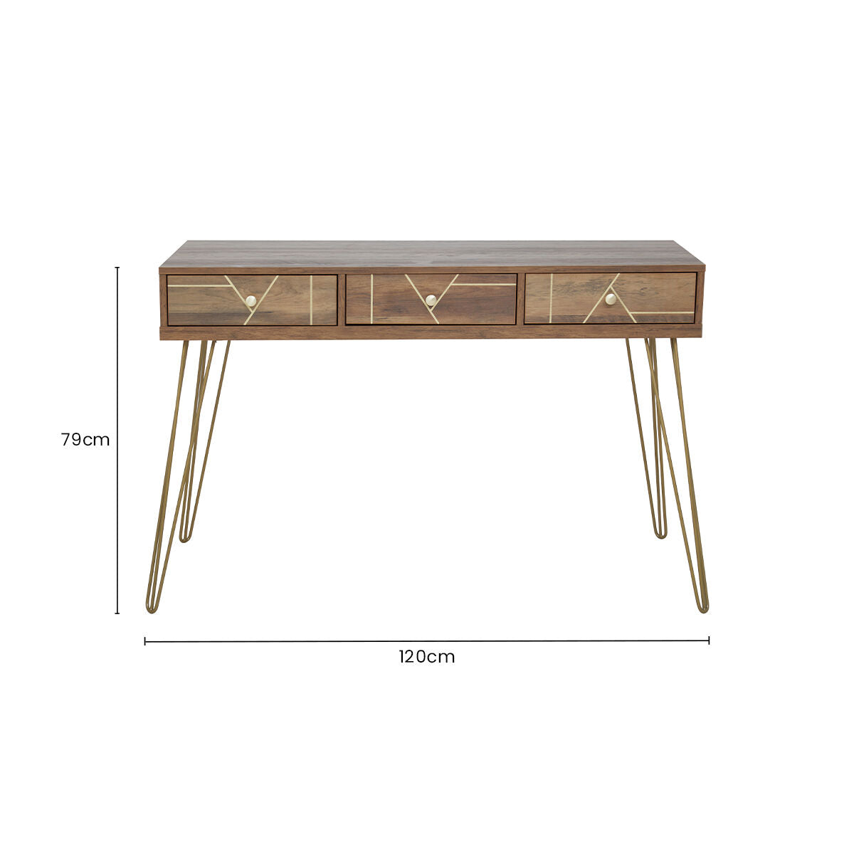 Flori Wood Effect 3 Drawer Desk