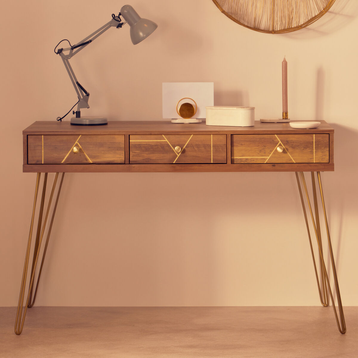 Flori Three Drawer Desk