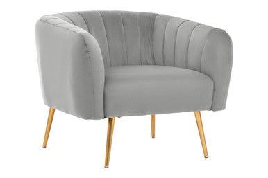 Larissa Grey Velvet Channel Tufted Chair