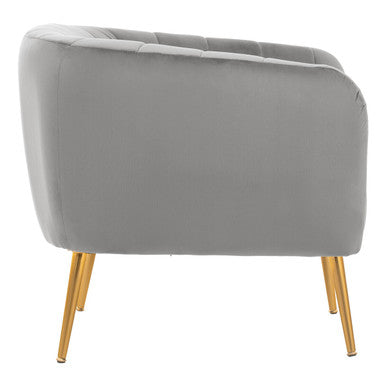 Larissa Grey Velvet Channel Tufted Chair
