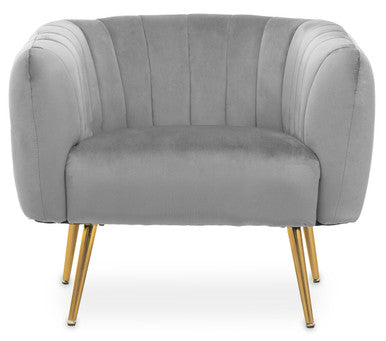 Larissa Grey Velvet Channel Tufted Chair