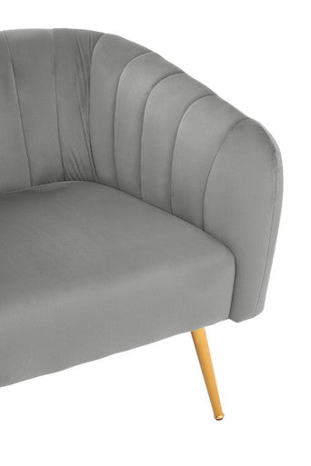 Larissa Grey Velvet Channel Tufted Chair