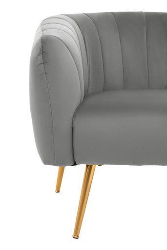 Larissa Grey Velvet Channel Tufted Chair
