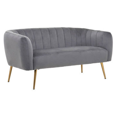 2 Seater Grey Velvet Sofa, Larissa