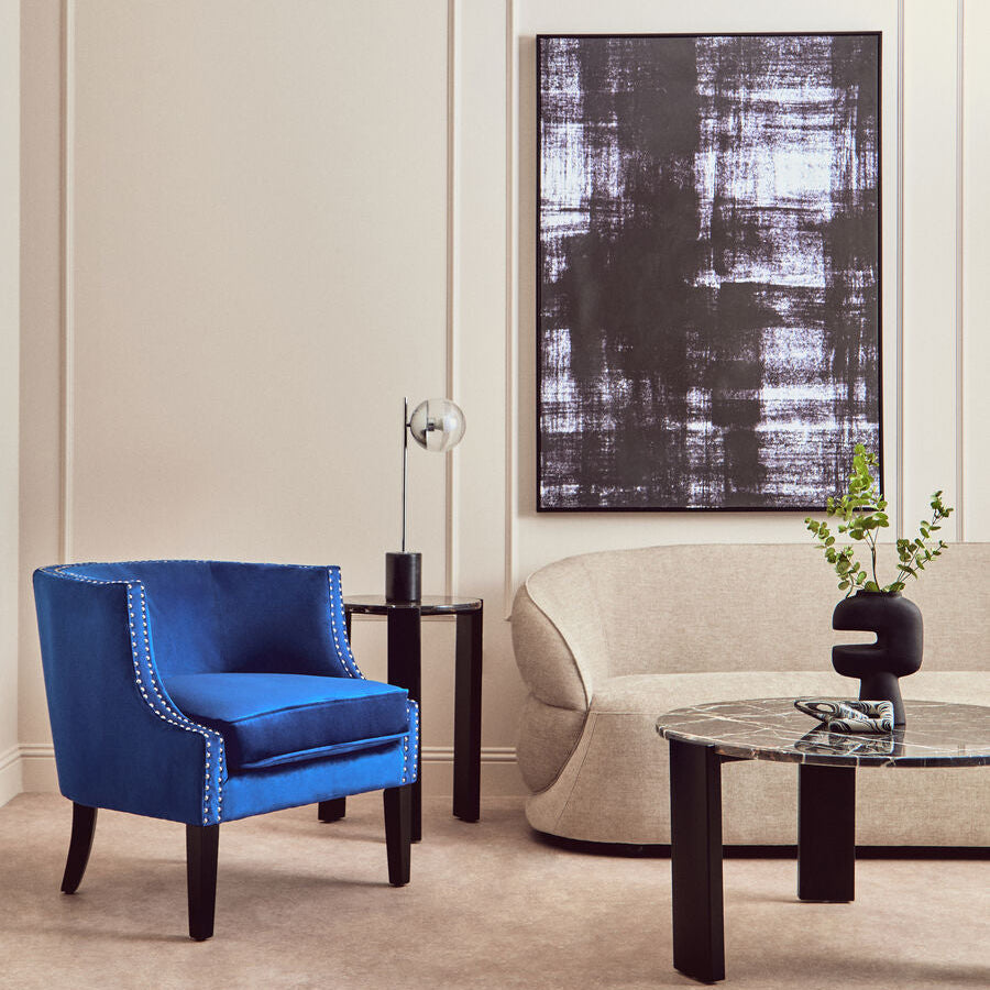 Larissa Blue Velvet Studded Chair
