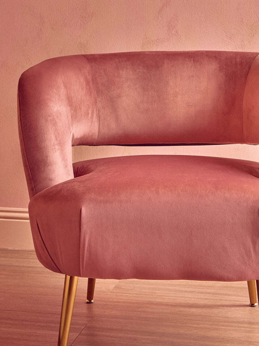 Larissa Pink Velvet Curved Accent Chair