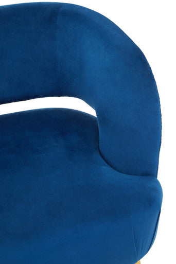 Larissa Blue Velvet Curved Accent Chair
