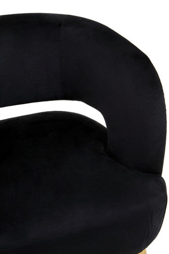 Larissa Black Velvet Curved Accent Chair