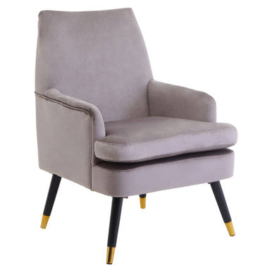 Loretta Mink Velvet Accent Chair With Wooden Legs