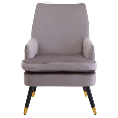 Loretta Mink Velvet Accent Chair With Wooden Legs