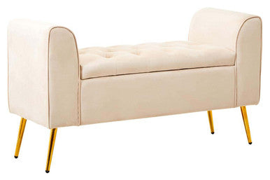 Loretta Stone Velvet Ottoman Storage Bench