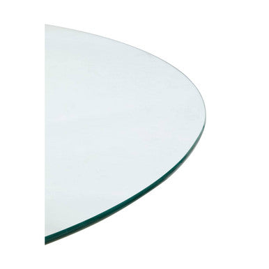 Clear Glass Top Round Dining Table with Black Wood Effect Metal Legs | Salford