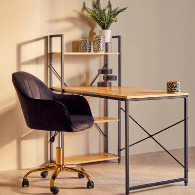 Brent Black Velvet And Gold Base Home Office Chair