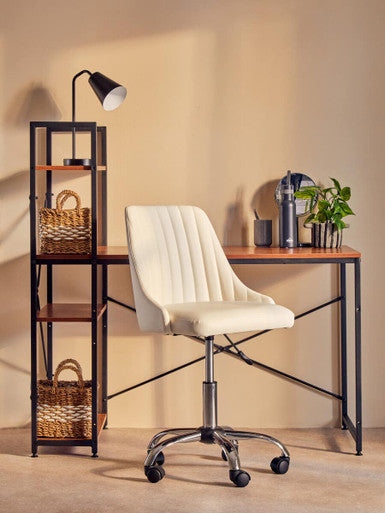 Brent Off White Leather Effect Home Office Chair