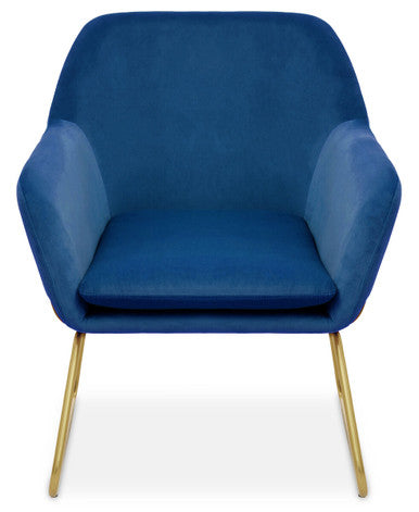Xander Midnight Blue Velvet Accent Chair with Brushed Gold Legs