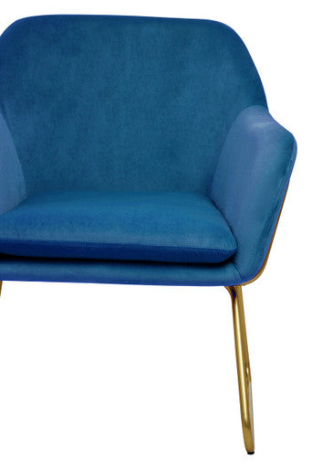 Xander Midnight Blue Velvet Accent Chair with Brushed Gold Legs