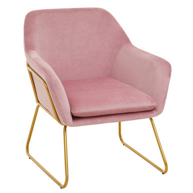 Xander Pink Velvet Accent Chair with Gold Finish Legs