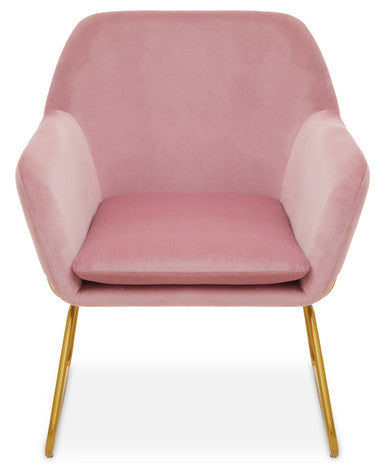 Xander Pink Velvet Accent Chair with Gold Finish Legs