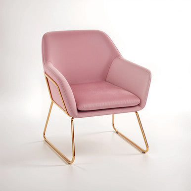 Xander Pink Velvet Accent Chair with Gold Finish Legs