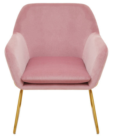 Xander Pink Velvet Accent Chair with Gold Finish Legs