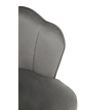 Tian Grey Velvet Scalloped Dining Chair