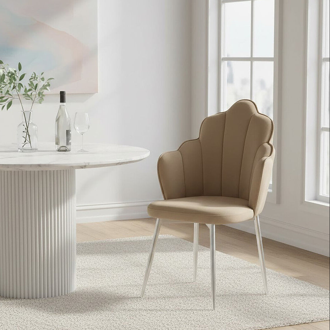 Tian Mink Velvet Scalloped Dining Chair